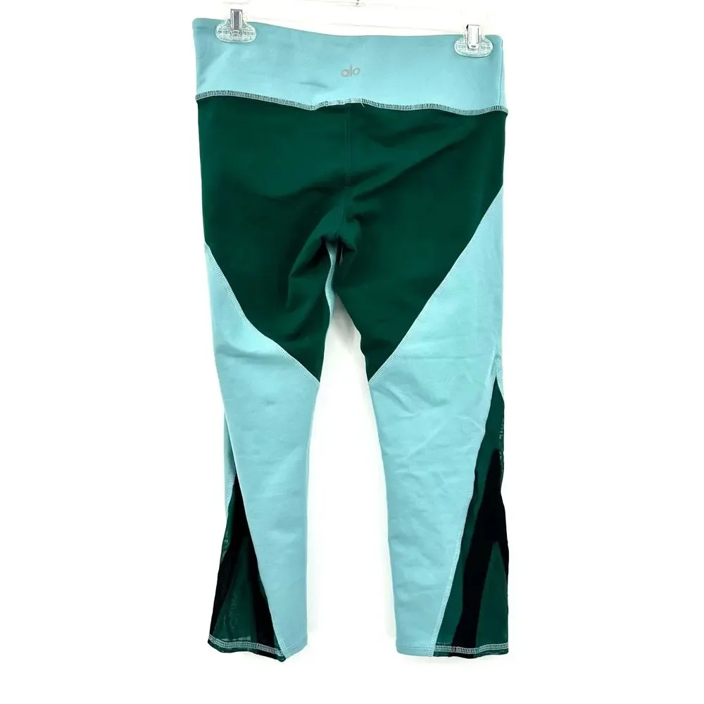 Alo Size Small Leggings Green Blue Capri Ankle Athleisure Activewear Running Gym